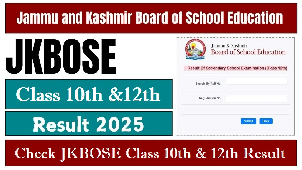 JKBOSE Board Class 10th 12th Result Date 2025 by Name OR by Roll Number